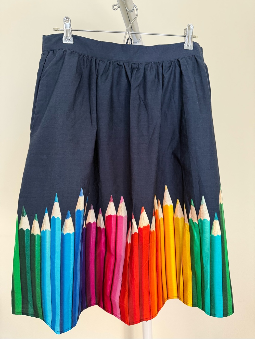 ModCloth Fervour Colored Pencils Navy Lined Skirt, Women’s Size XL